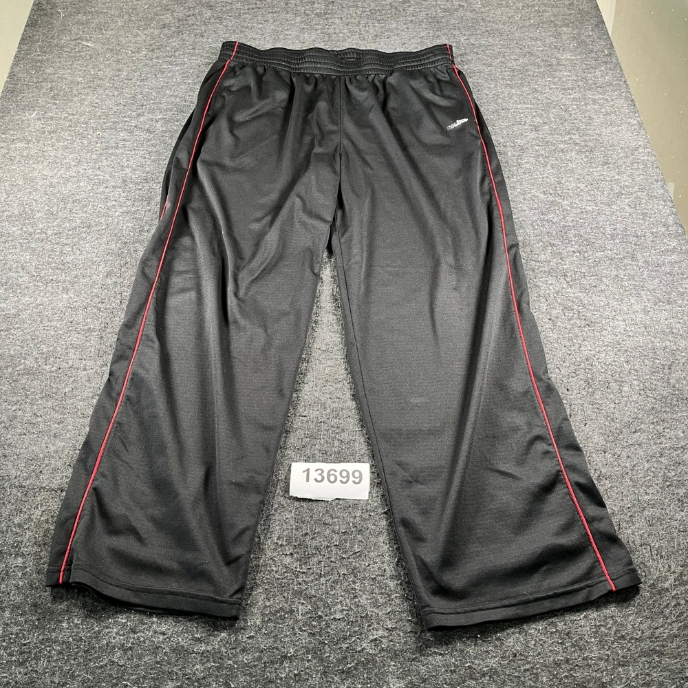 Reebok Track Pants Mens 2XL Black Stretch Drawstring Waist Outdoor Wide Leg
